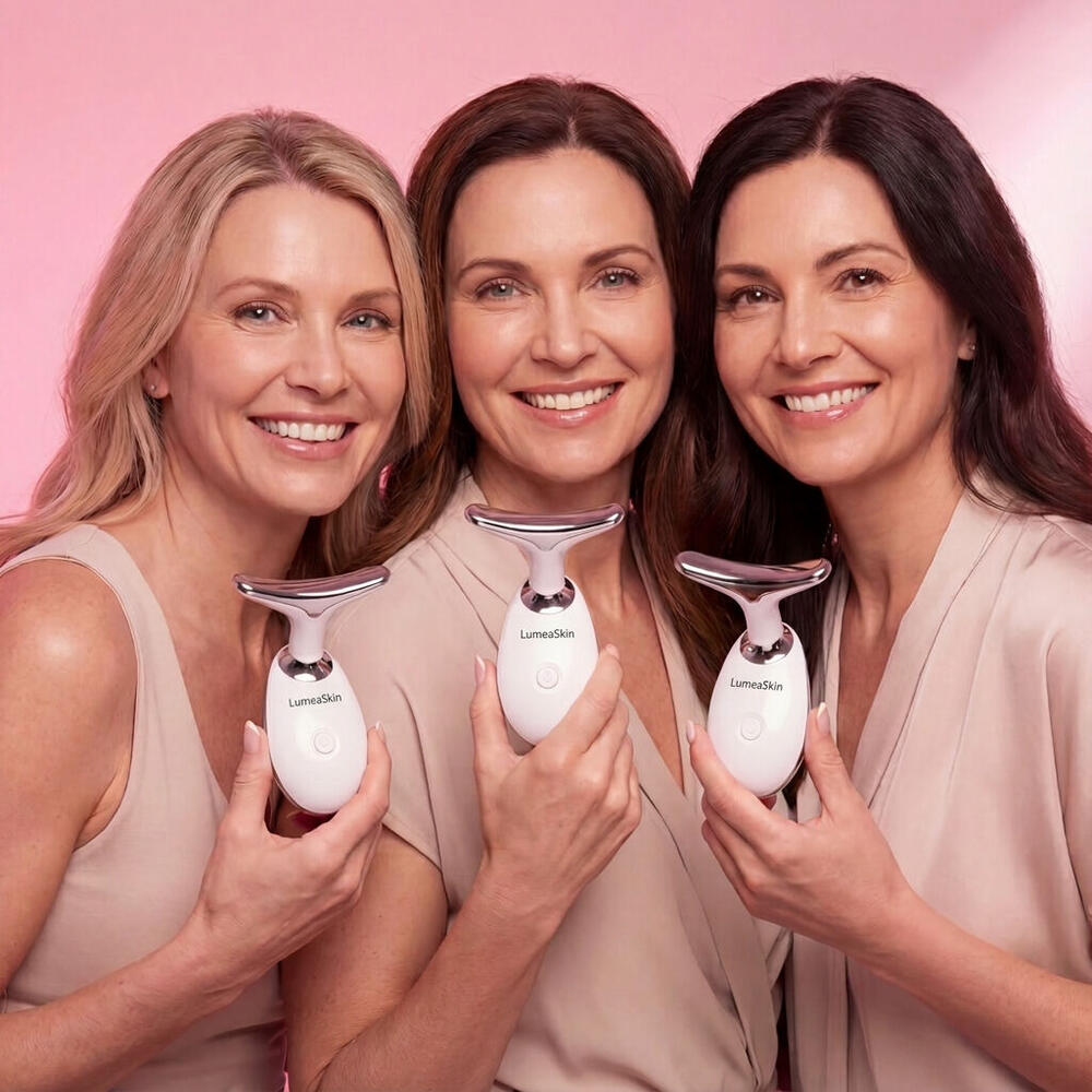 Trois femmes utilisant l'appareil LumeaSkin