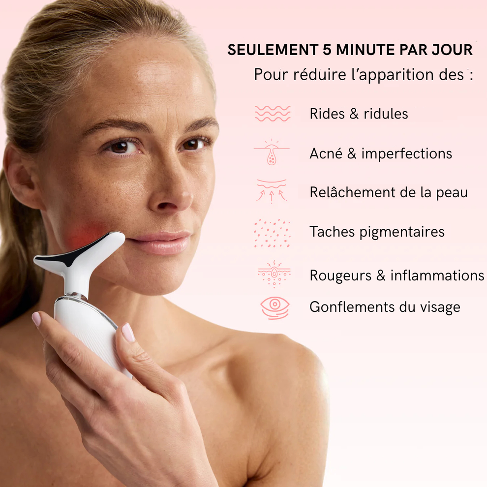 Femme utilisant LUMEA avec bénéfices visage