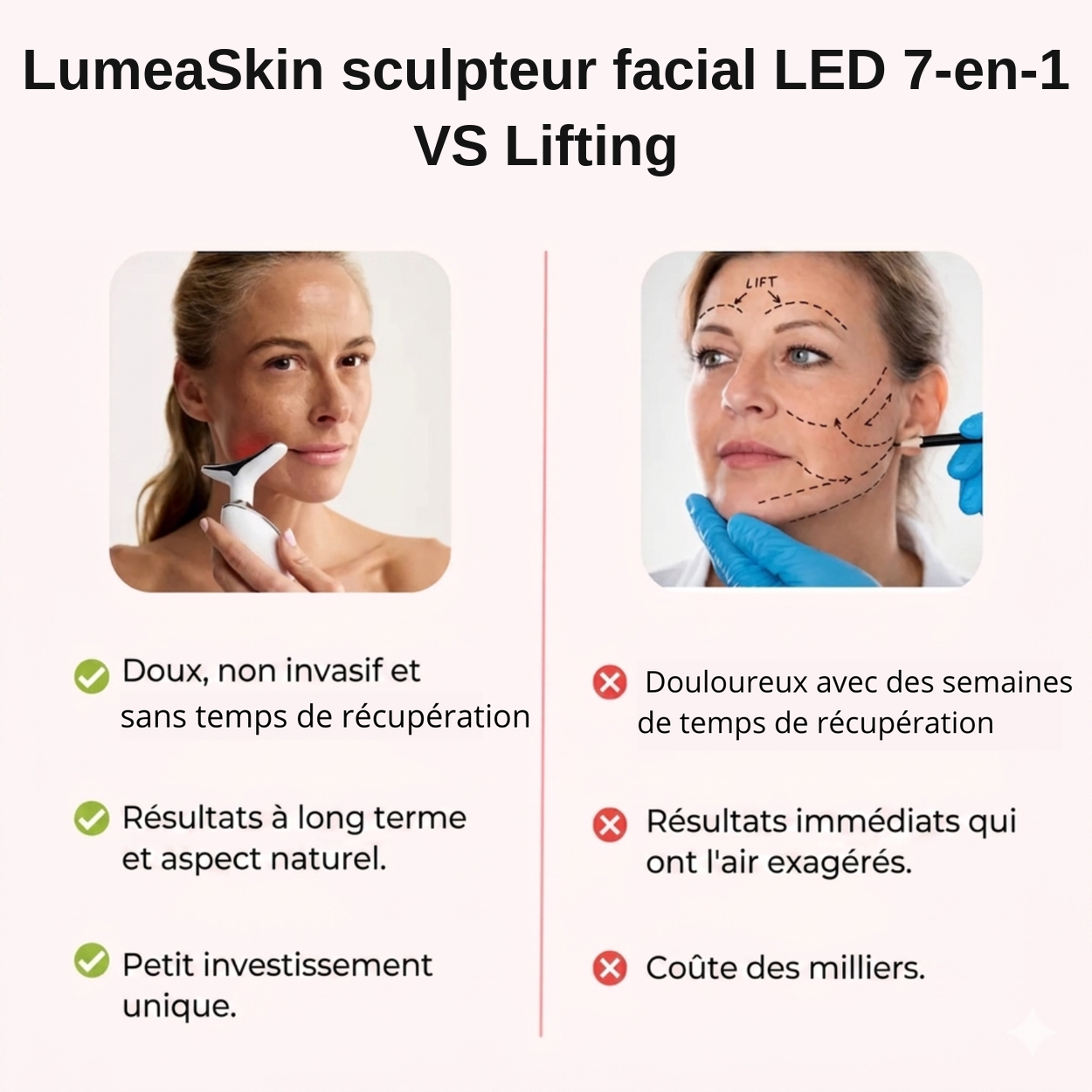 LumeaSkin sculpteur facial LED 7-en-1 VS Lifting